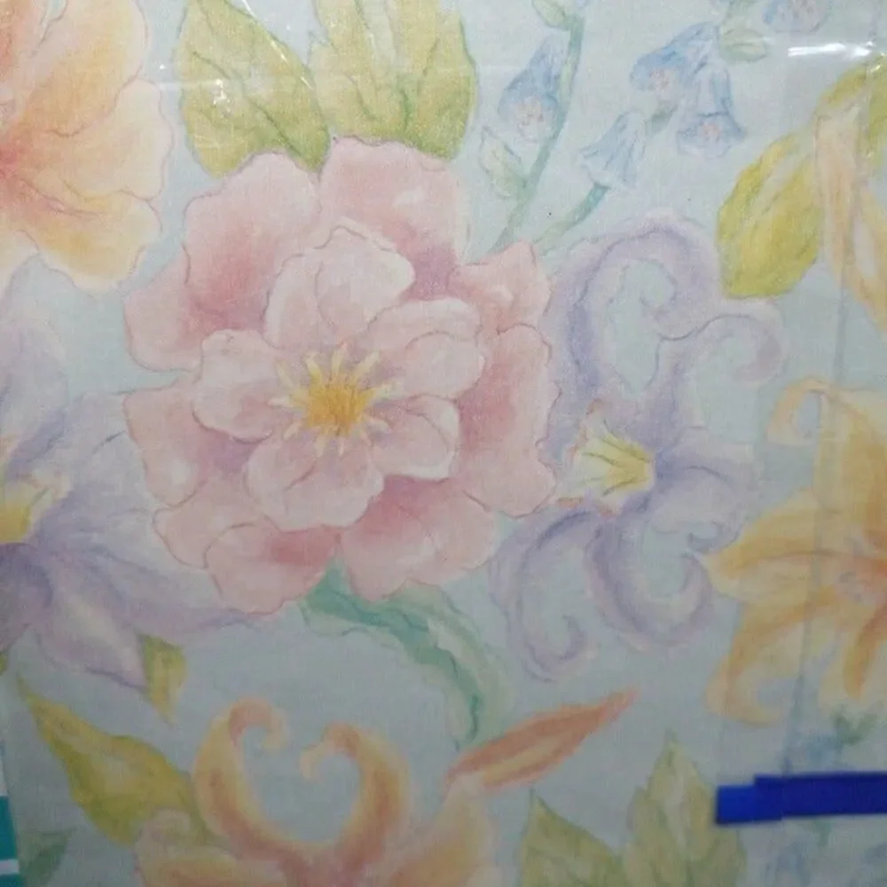 Vintage Cleo Gibson Greetings Floral Gift Wrap Sheets-Pastels-1980s-New